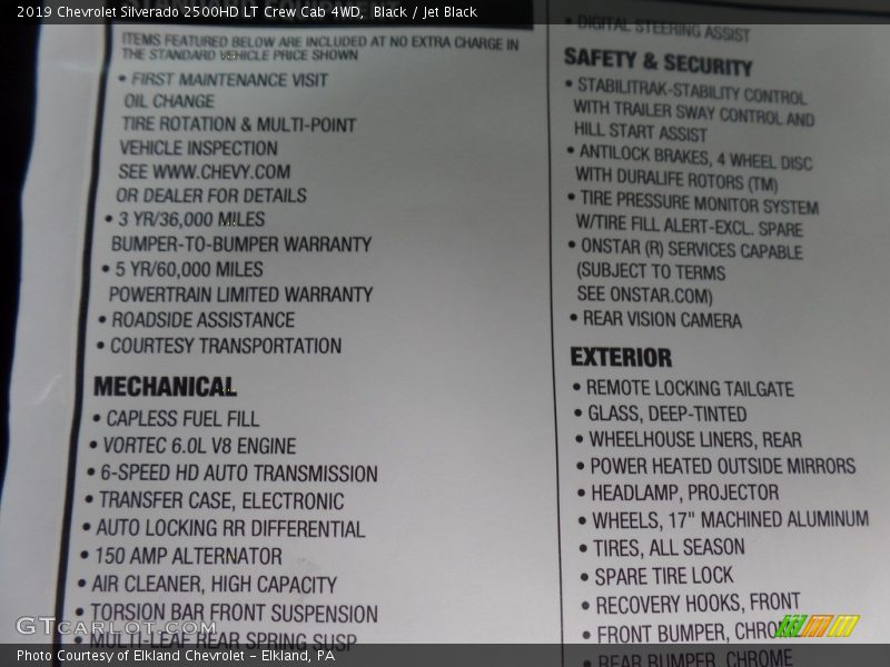 Black / Jet Black 2019 Chevrolet Silverado 2500HD LT Crew Cab 4WD