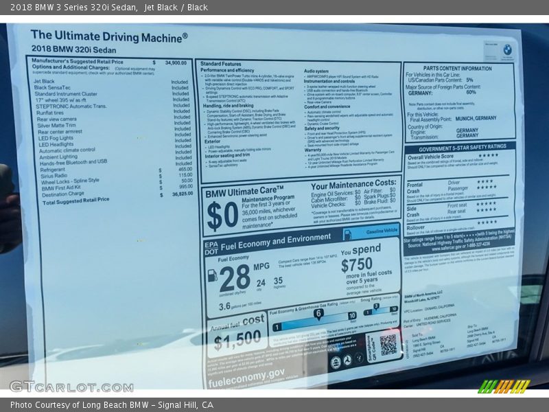 Jet Black / Black 2018 BMW 3 Series 320i Sedan