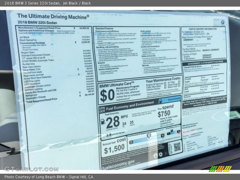 Jet Black / Black 2018 BMW 3 Series 320i Sedan