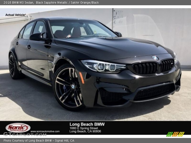 Black Sapphire Metallic / Sakhir Orange/Black 2018 BMW M3 Sedan