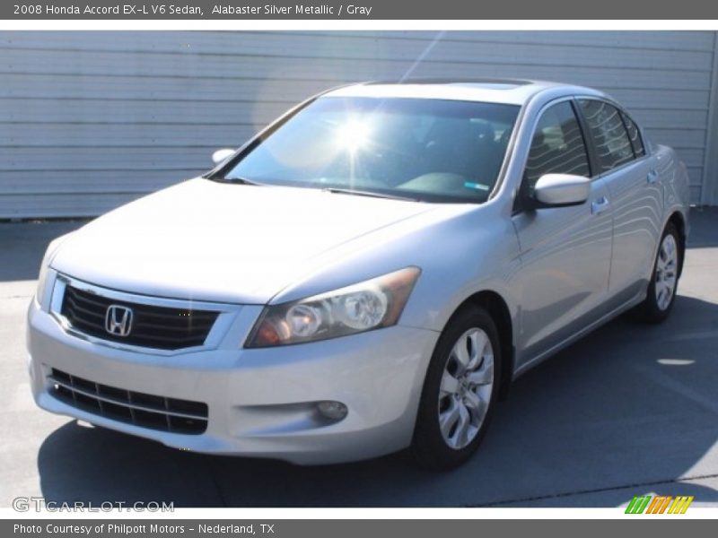 Alabaster Silver Metallic / Gray 2008 Honda Accord EX-L V6 Sedan