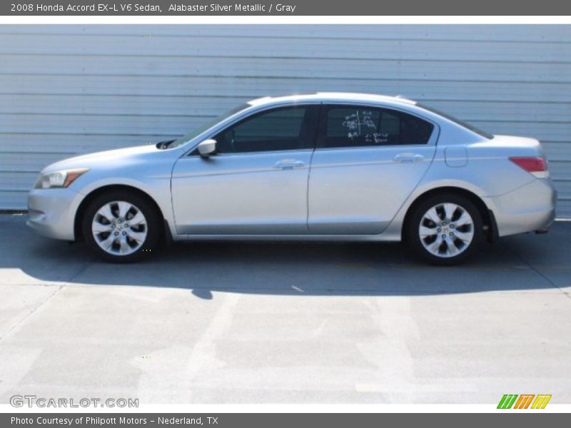 Alabaster Silver Metallic / Gray 2008 Honda Accord EX-L V6 Sedan