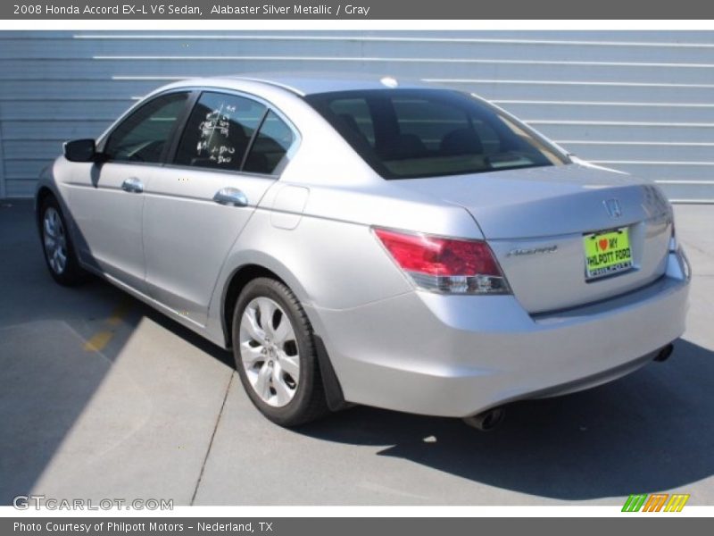 Alabaster Silver Metallic / Gray 2008 Honda Accord EX-L V6 Sedan
