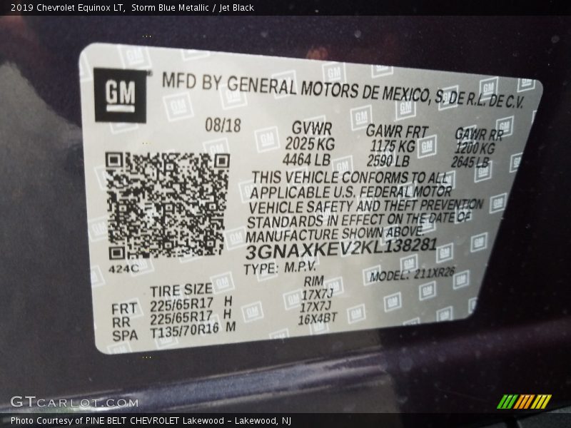 Storm Blue Metallic / Jet Black 2019 Chevrolet Equinox LT