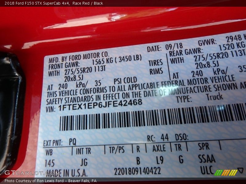 Race Red / Black 2018 Ford F150 STX SuperCab 4x4