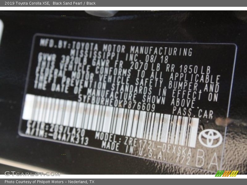 Black Sand Pearl / Black 2019 Toyota Corolla XSE