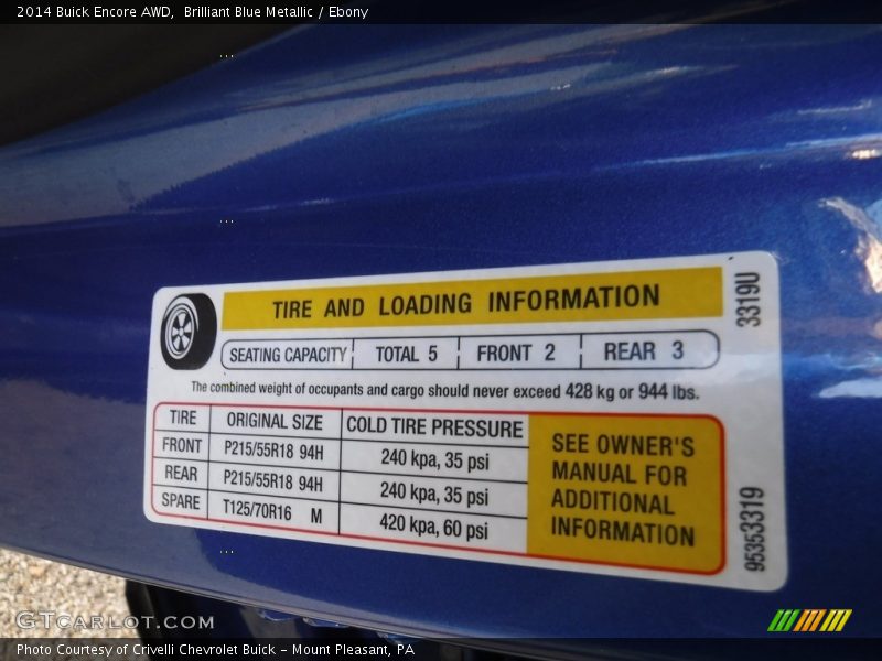 Brilliant Blue Metallic / Ebony 2014 Buick Encore AWD