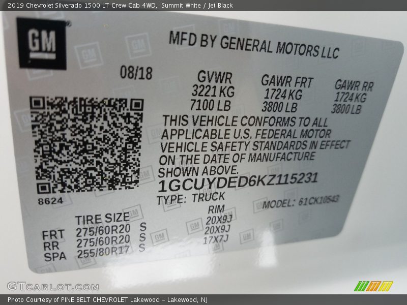 Summit White / Jet Black 2019 Chevrolet Silverado 1500 LT Crew Cab 4WD