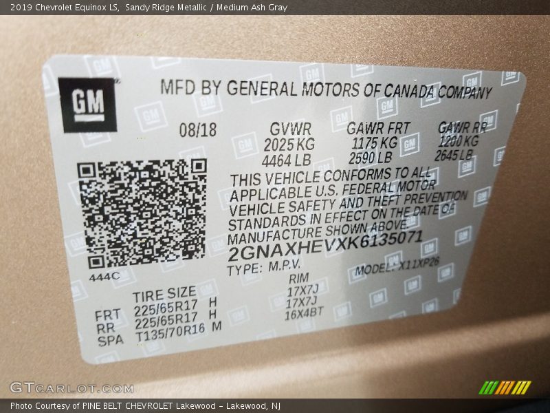 Sandy Ridge Metallic / Medium Ash Gray 2019 Chevrolet Equinox LS