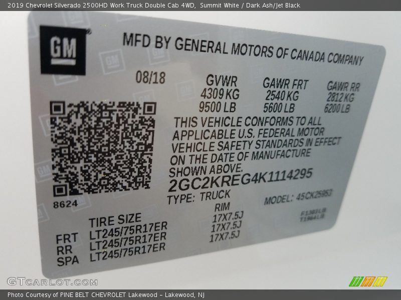 Summit White / Dark Ash/Jet Black 2019 Chevrolet Silverado 2500HD Work Truck Double Cab 4WD