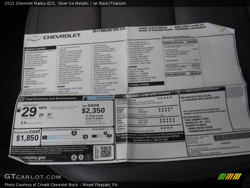 Silver Ice Metallic / Jet Black/Titanium 2013 Chevrolet Malibu ECO