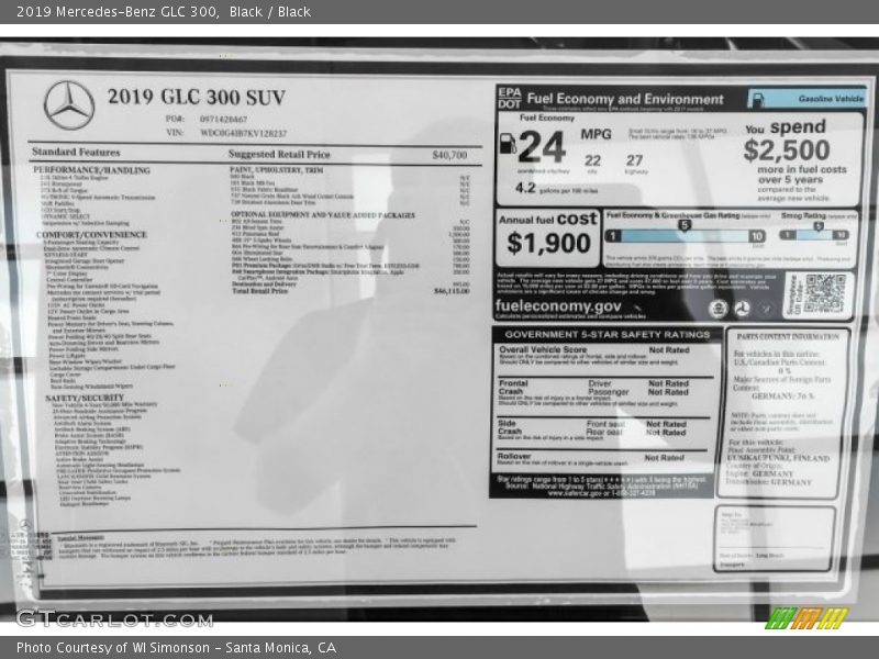 Black / Black 2019 Mercedes-Benz GLC 300