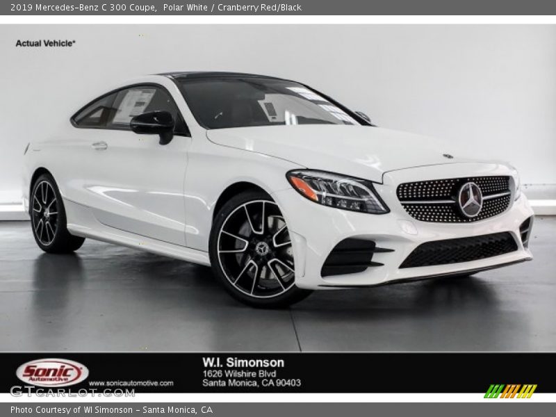 Polar White / Cranberry Red/Black 2019 Mercedes-Benz C 300 Coupe