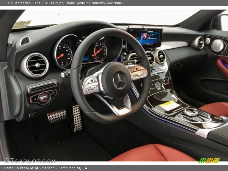 Polar White / Cranberry Red/Black 2019 Mercedes-Benz C 300 Coupe