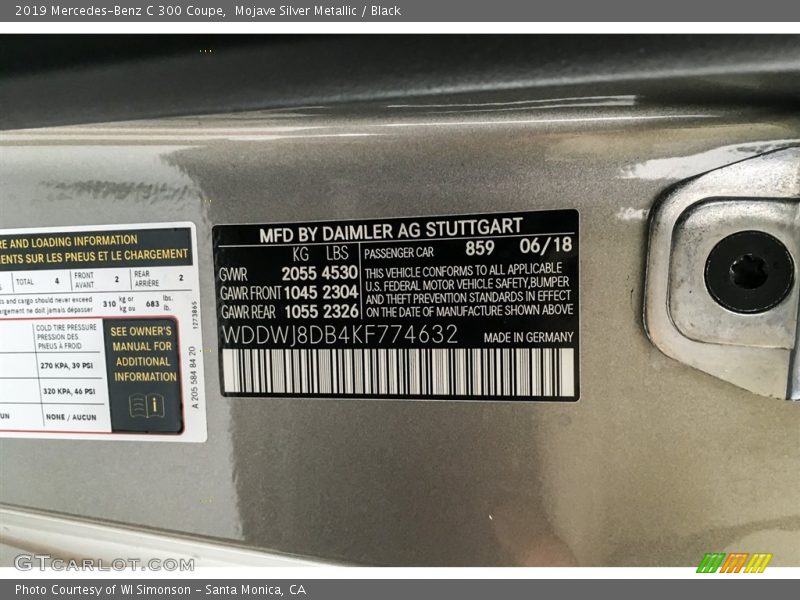 Mojave Silver Metallic / Black 2019 Mercedes-Benz C 300 Coupe