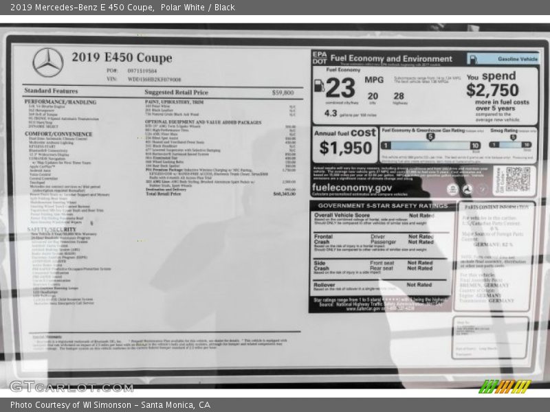 Polar White / Black 2019 Mercedes-Benz E 450 Coupe