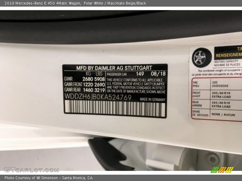 Polar White / Macchiato Beige/Black 2019 Mercedes-Benz E 450 4Matic Wagon