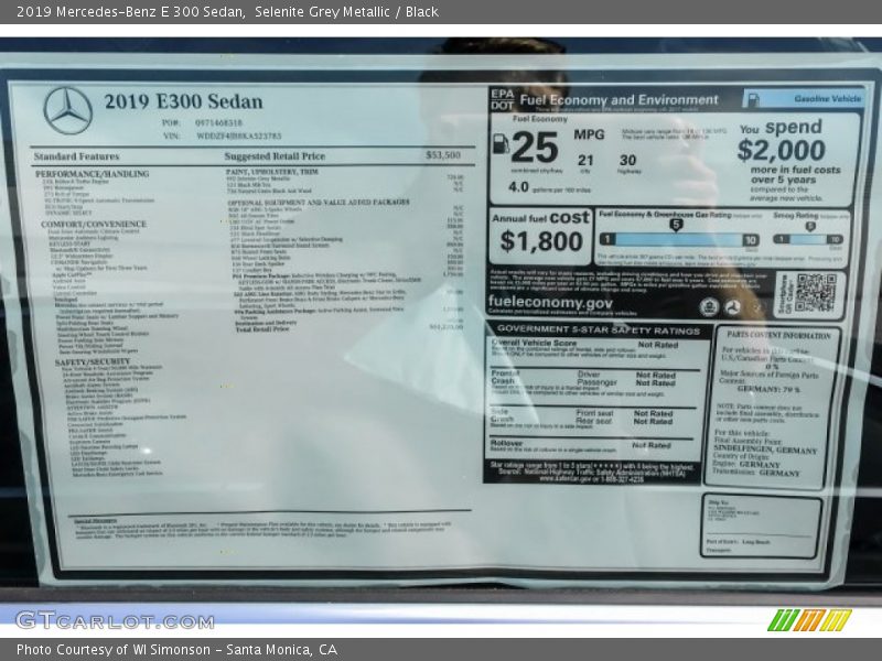 Selenite Grey Metallic / Black 2019 Mercedes-Benz E 300 Sedan