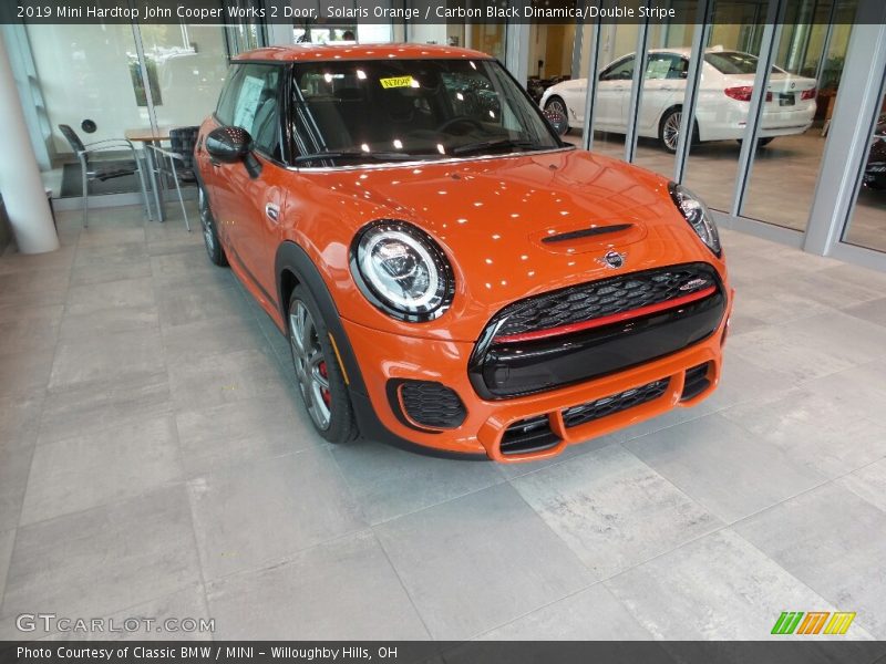 Solaris Orange / Carbon Black Dinamica/Double Stripe 2019 Mini Hardtop John Cooper Works 2 Door