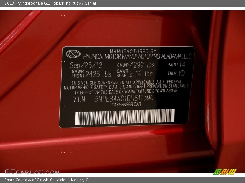 Sparkling Ruby / Camel 2013 Hyundai Sonata GLS