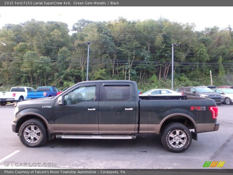 Green Gem Metallic / Black 2015 Ford F150 Lariat SuperCrew 4x4