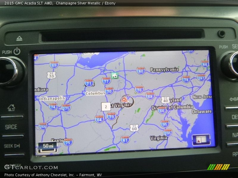 Champagne Silver Metallic / Ebony 2015 GMC Acadia SLT AWD