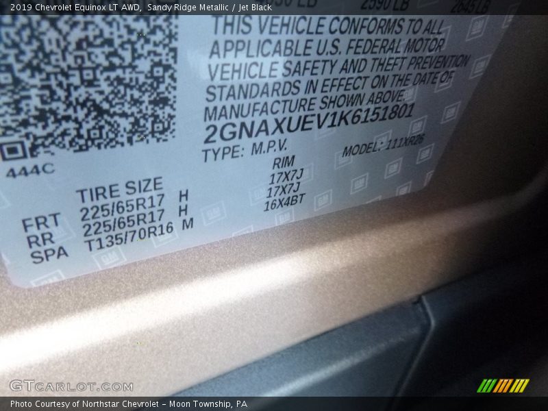 Sandy Ridge Metallic / Jet Black 2019 Chevrolet Equinox LT AWD