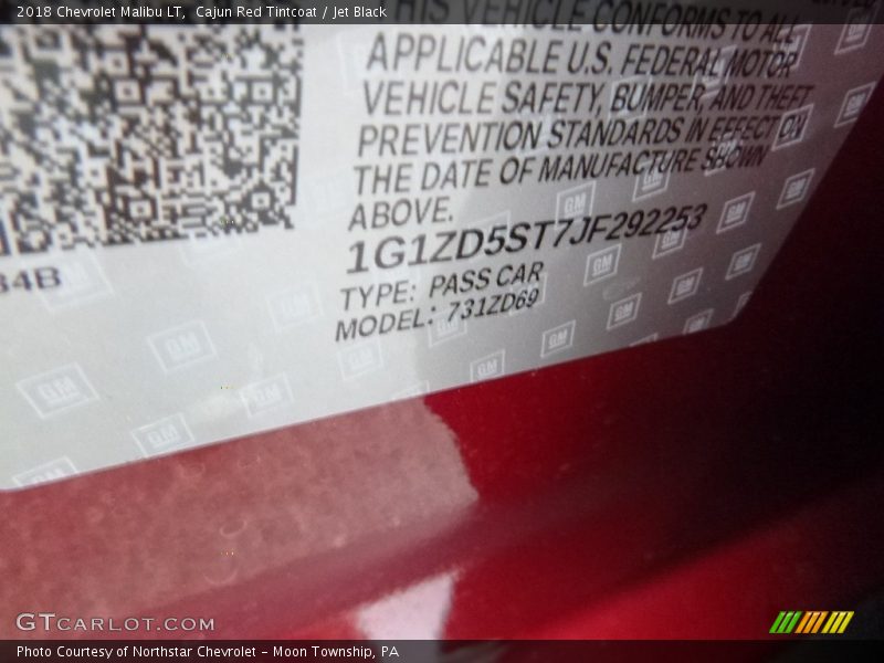 Cajun Red Tintcoat / Jet Black 2018 Chevrolet Malibu LT