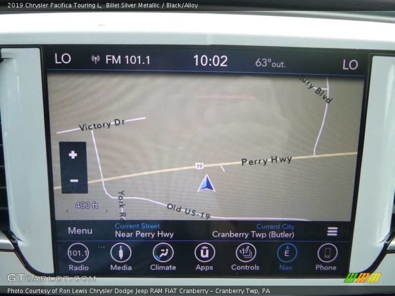 Navigation of 2019 Pacifica Touring L