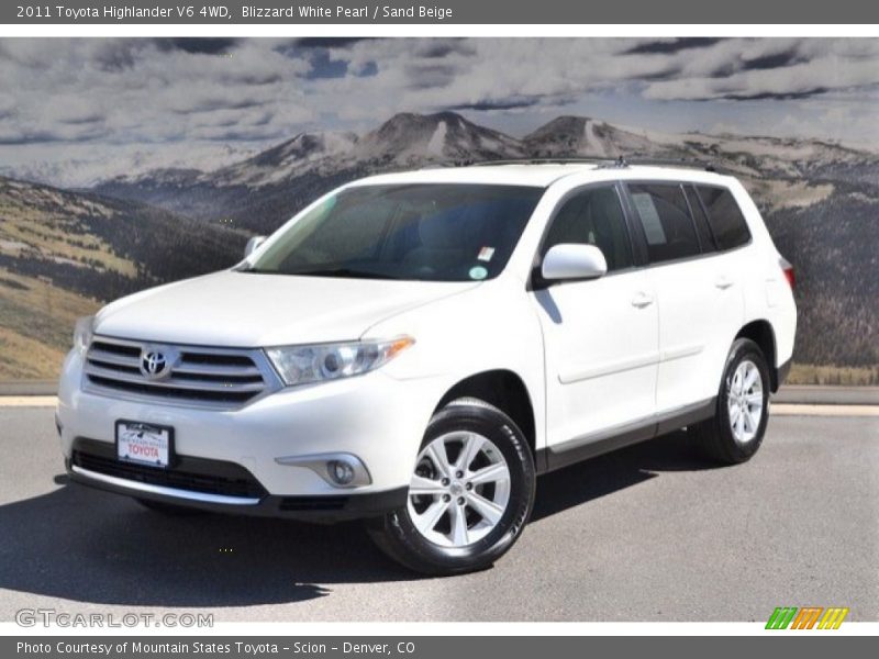 Blizzard White Pearl / Sand Beige 2011 Toyota Highlander V6 4WD