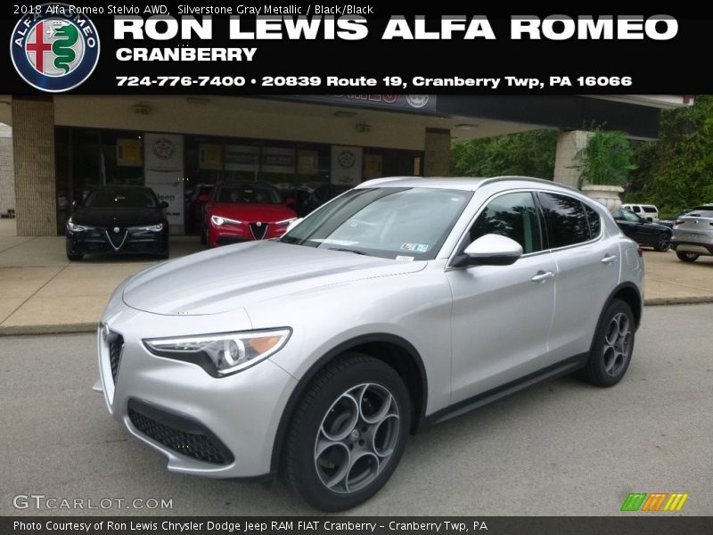 Silverstone Gray Metallic / Black/Black 2018 Alfa Romeo Stelvio AWD