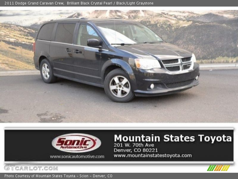Brilliant Black Crystal Pearl / Black/Light Graystone 2011 Dodge Grand Caravan Crew
