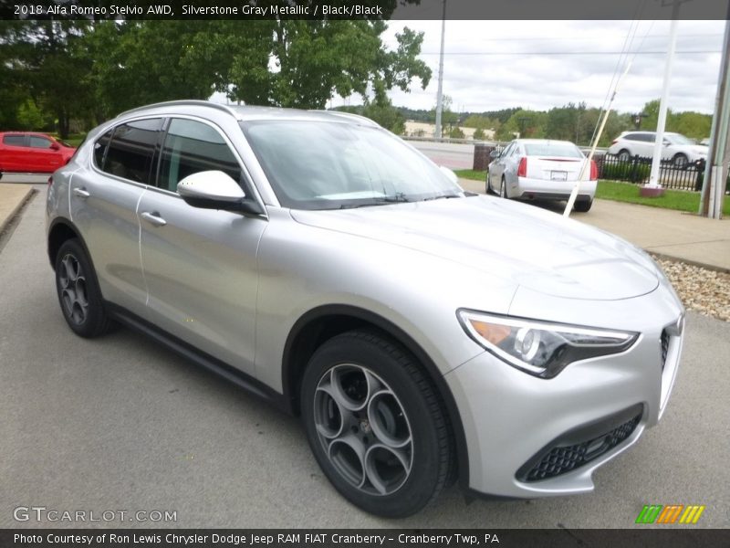 Silverstone Gray Metallic / Black/Black 2018 Alfa Romeo Stelvio AWD
