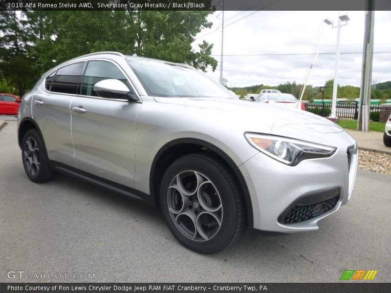 Silverstone Gray Metallic / Black/Black 2018 Alfa Romeo Stelvio AWD
