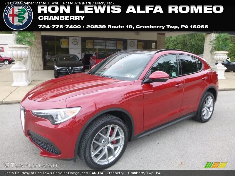Rosso Alfa (Red) / Black/Black 2018 Alfa Romeo Stelvio Ti AWD