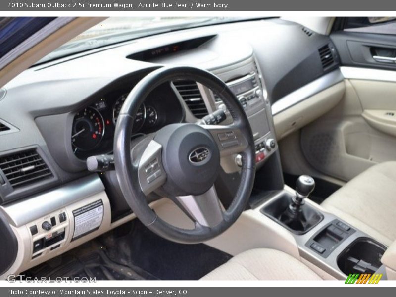 Azurite Blue Pearl / Warm Ivory 2010 Subaru Outback 2.5i Premium Wagon