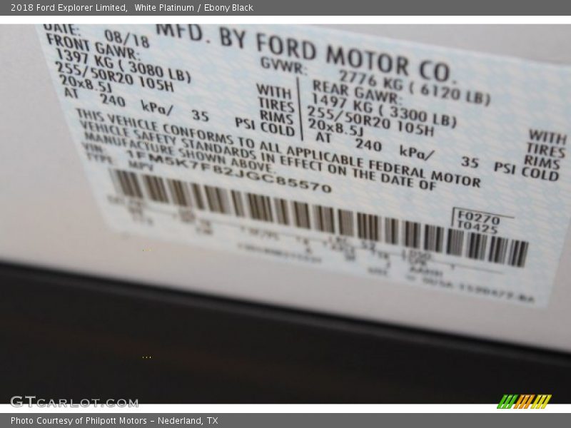 White Platinum / Ebony Black 2018 Ford Explorer Limited