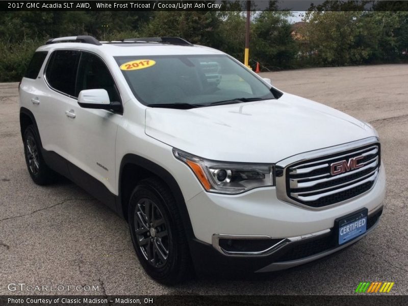 White Frost Tricoat / Cocoa/Light Ash Gray 2017 GMC Acadia SLT AWD