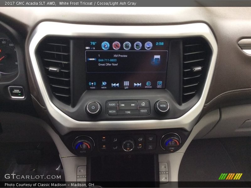 White Frost Tricoat / Cocoa/Light Ash Gray 2017 GMC Acadia SLT AWD