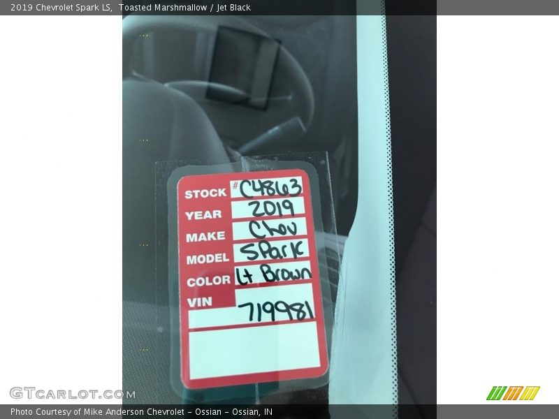 Toasted Marshmallow / Jet Black 2019 Chevrolet Spark LS