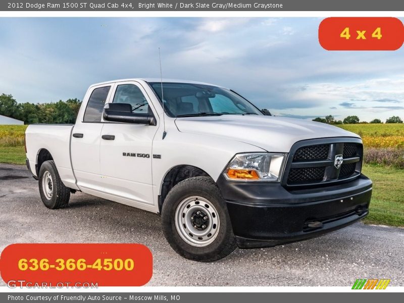Bright White / Dark Slate Gray/Medium Graystone 2012 Dodge Ram 1500 ST Quad Cab 4x4