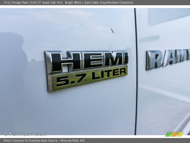 Bright White / Dark Slate Gray/Medium Graystone 2012 Dodge Ram 1500 ST Quad Cab 4x4