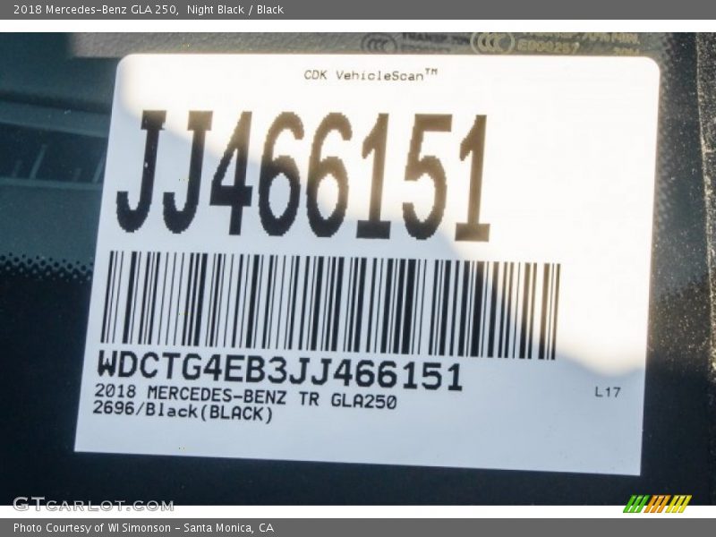 Night Black / Black 2018 Mercedes-Benz GLA 250