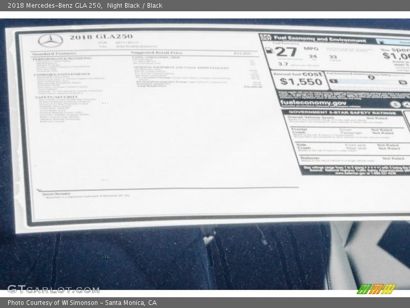 Night Black / Black 2018 Mercedes-Benz GLA 250