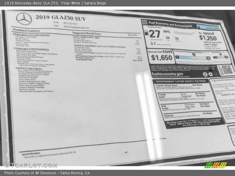 Polar White / Sahara Beige 2019 Mercedes-Benz GLA 250