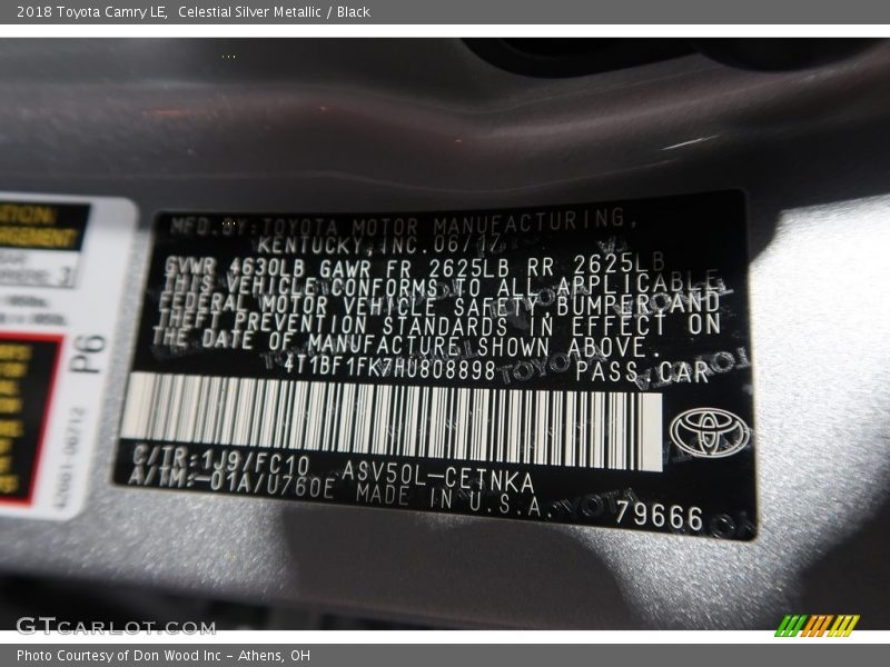 Celestial Silver Metallic / Black 2018 Toyota Camry LE