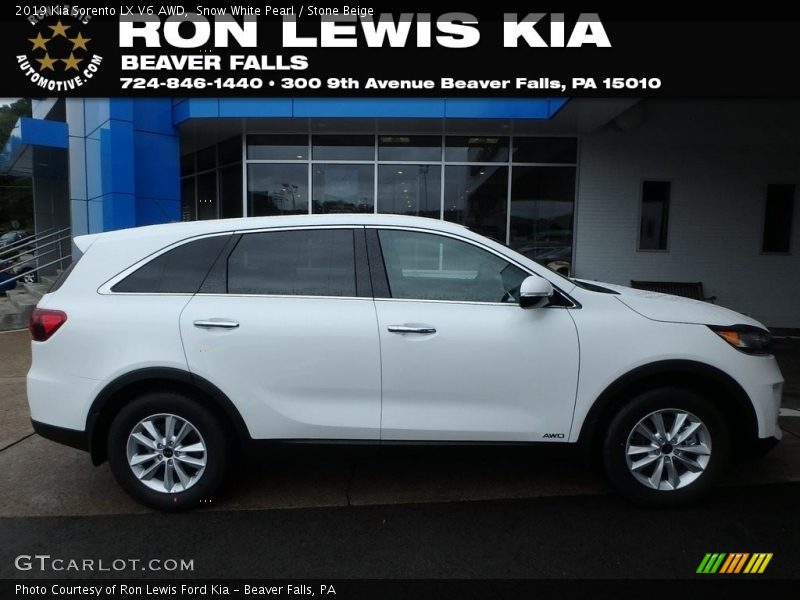 Snow White Pearl / Stone Beige 2019 Kia Sorento LX V6 AWD