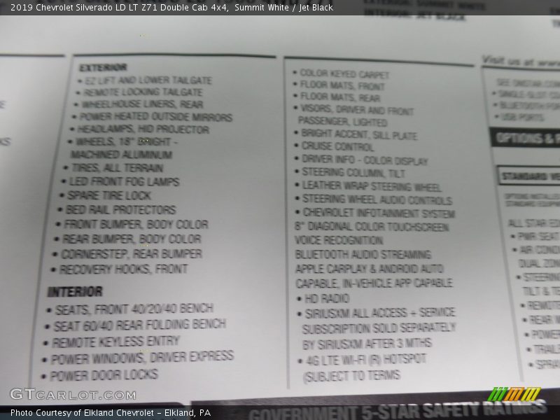 Summit White / Jet Black 2019 Chevrolet Silverado LD LT Z71 Double Cab 4x4