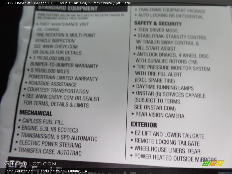 Summit White / Jet Black 2019 Chevrolet Silverado LD LT Double Cab 4x4