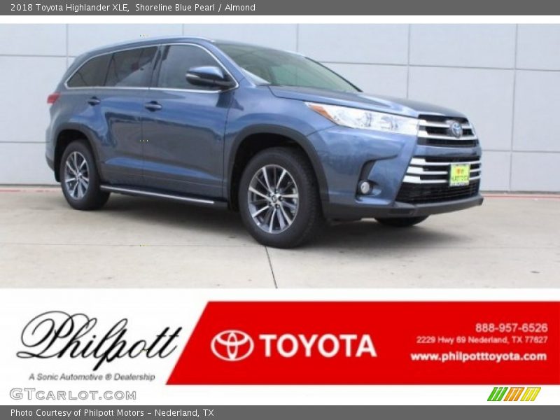 Shoreline Blue Pearl / Almond 2018 Toyota Highlander XLE